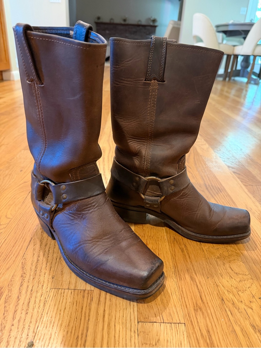 Frye Brown Leather Harness Boots
